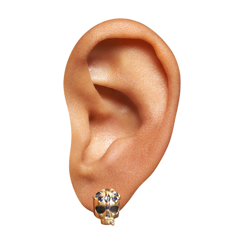 Blue Enchanted City Skull Stud Earrings - Made to Order