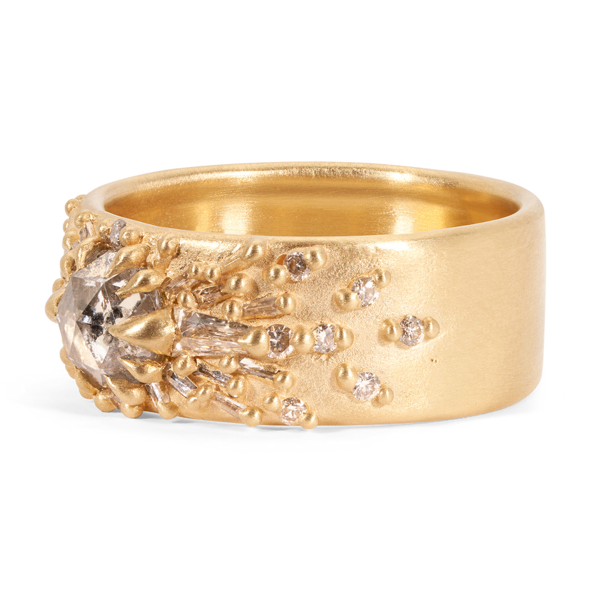 Grey Diamond Vinca Cigar Ring - Made to Order