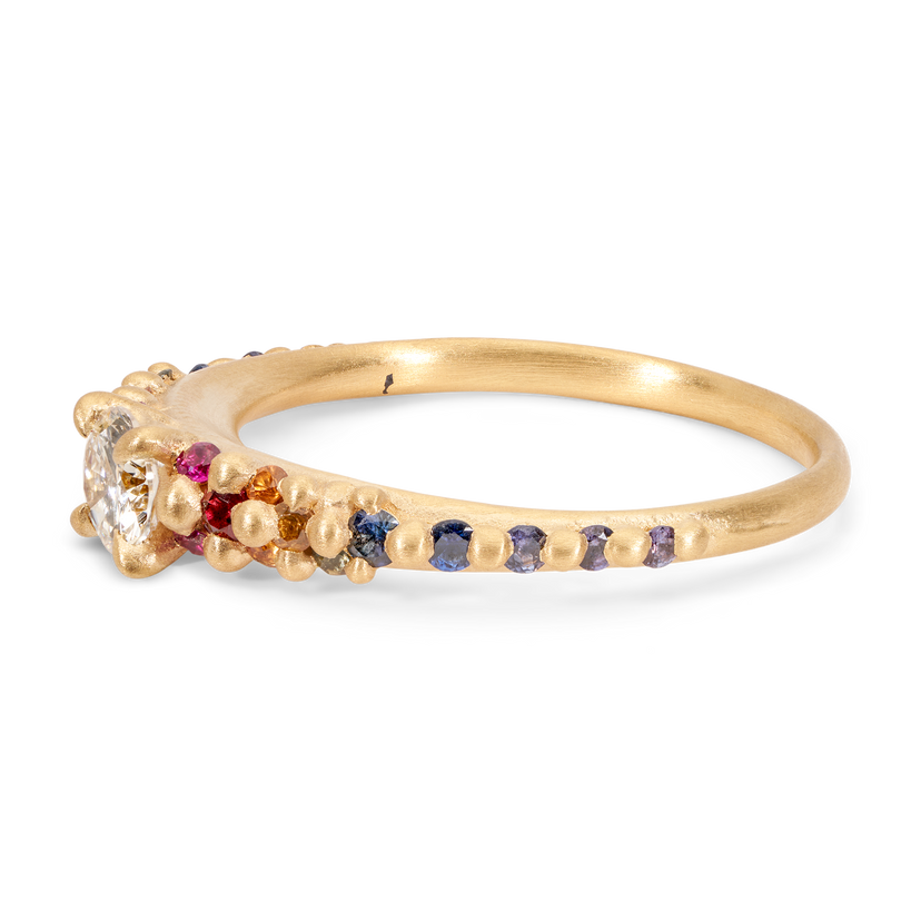 Rainbow Star Bright Central Petal Ring - Made to Order