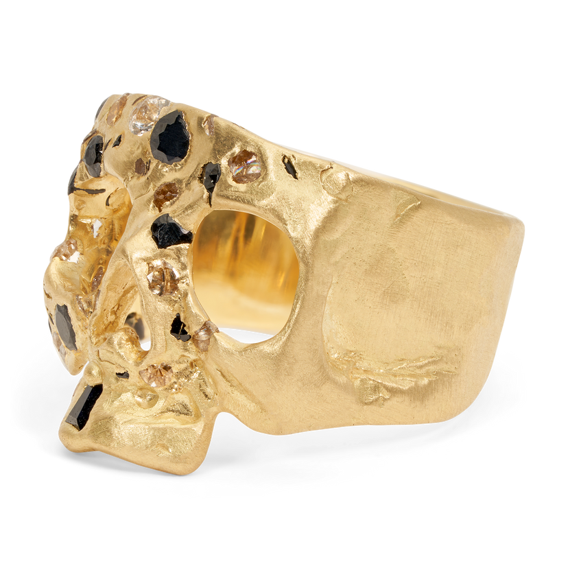Black & White Confetti Skull Ring - Size 6.5 - 11490