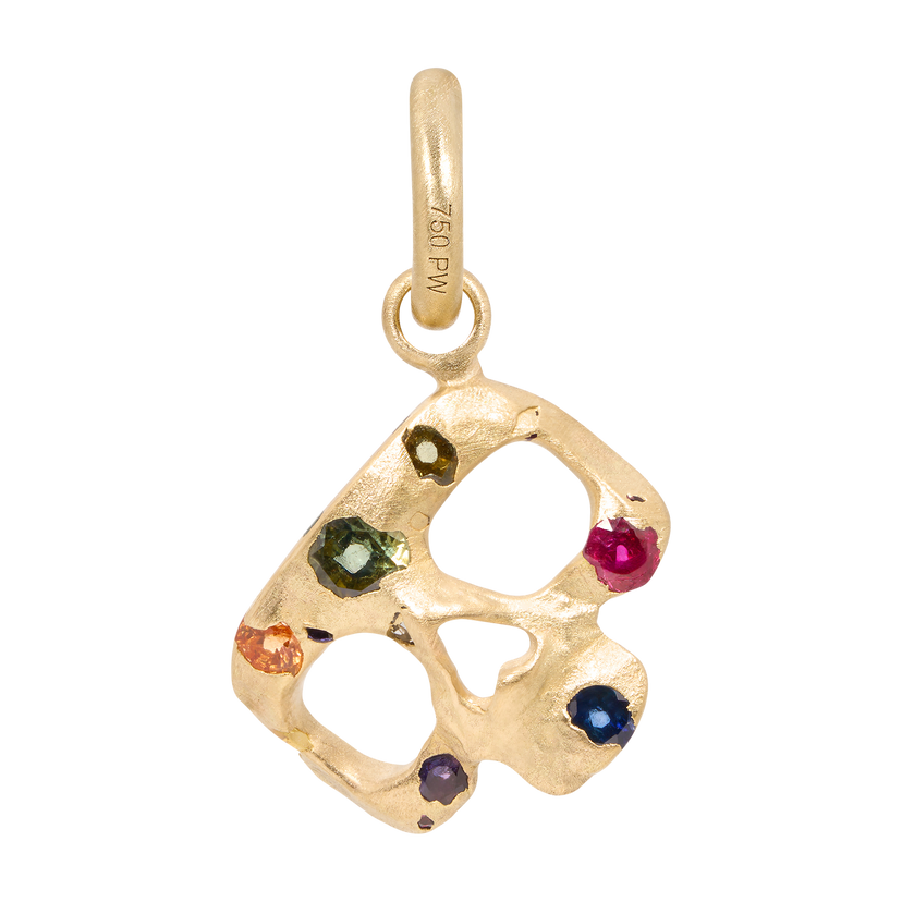 Rainbow Confetti Skull Charm - 11797