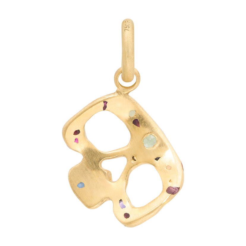 Rainbow Confetti Skull Charm - 11797