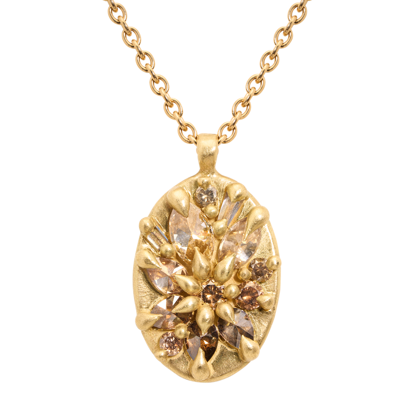 Champagne Diamond Lotus Necklace - 11803