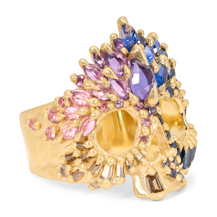 Blue & Purple Naxos Skull Ring - Size 7 - 11828