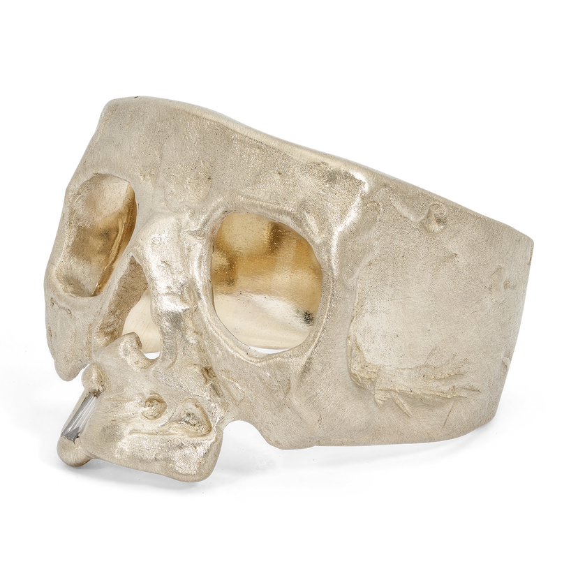 Diamond Snaggletooth Skull Ring in White - Size 7.5 - 11970