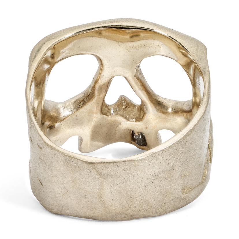 Diamond Snaggletooth Skull Ring in White - Size 7.5 - 11970