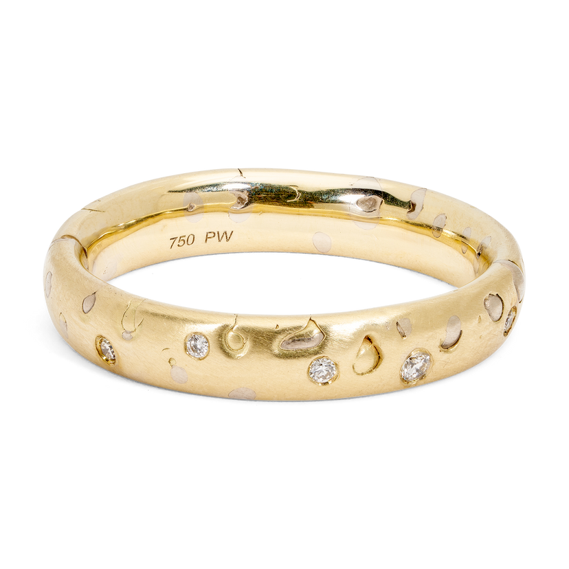 White Grain Ring with Diamonds - Made to Order