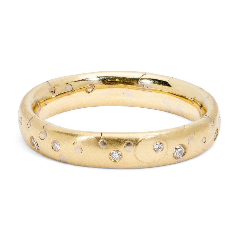 White Grain Ring with Diamonds - Made to Order