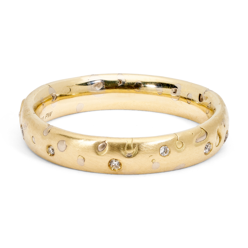 White Grain Ring with Diamonds - Made to Order