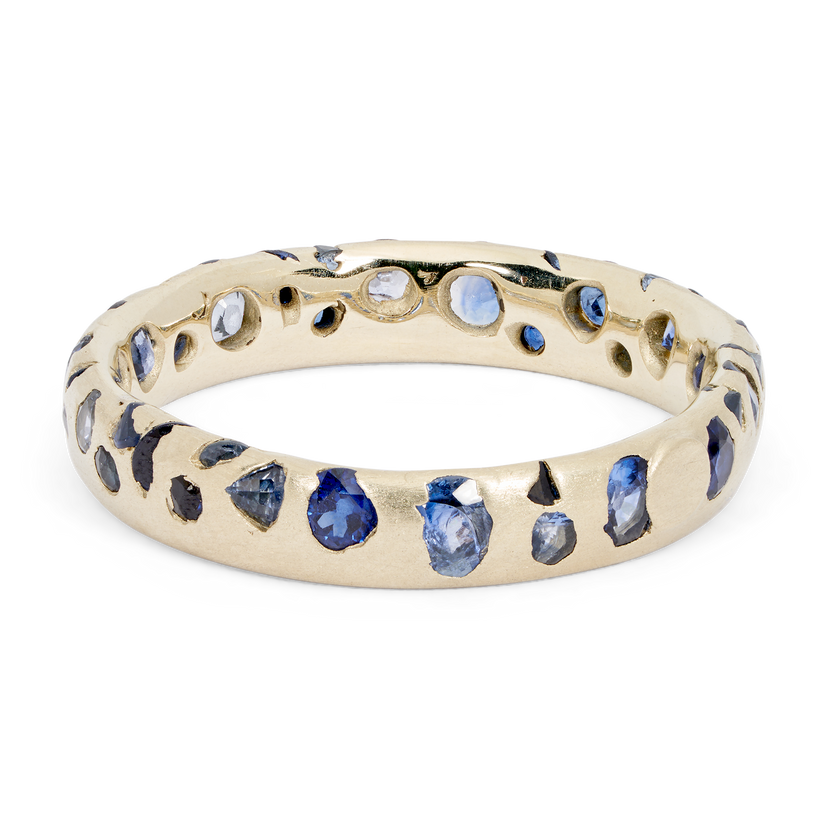 Blue Confetti Ring in White - Made to Order