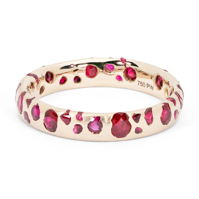 Ruby Confetti Ring in White - Made to Order