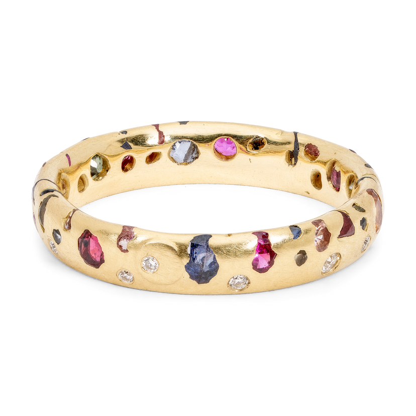 Rainbow Confetti Ring with Diamonds - Made to Order