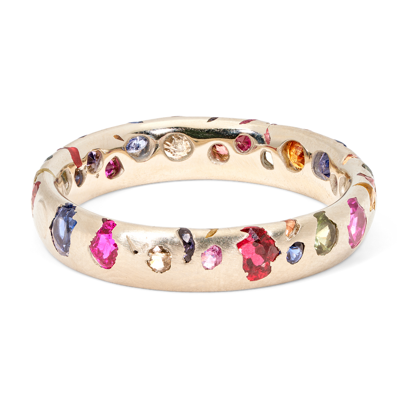 Rainbow Confetti Ring in White - Made to Order
