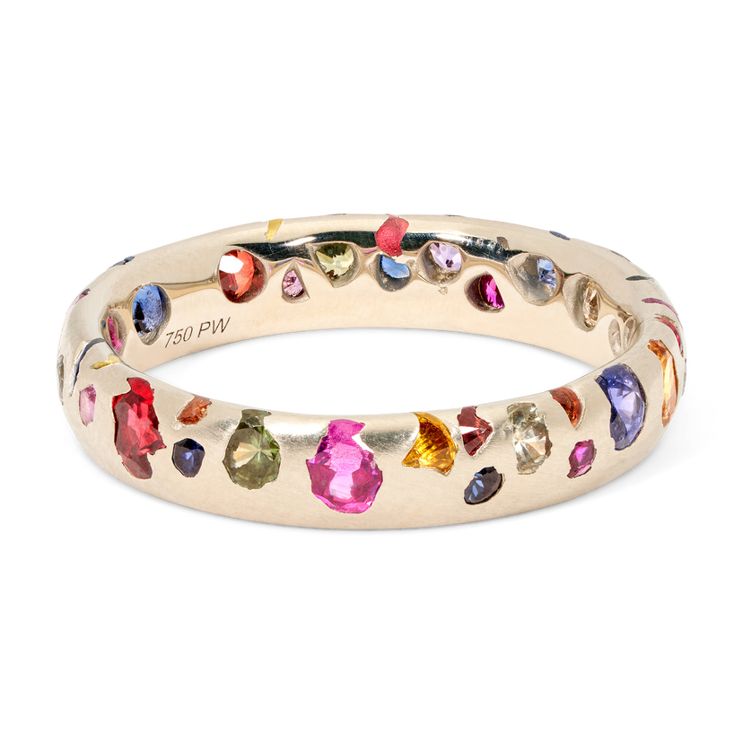 Rainbow Confetti Ring in White - Made to Order