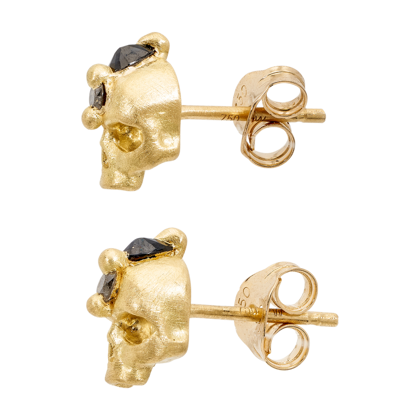 Black Island Of Idols Skull Stud Earrings - 11561