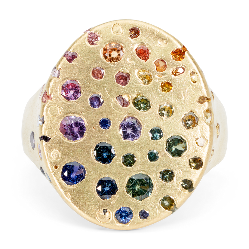 Large Carousel Lights Signet Ring - Made to Order