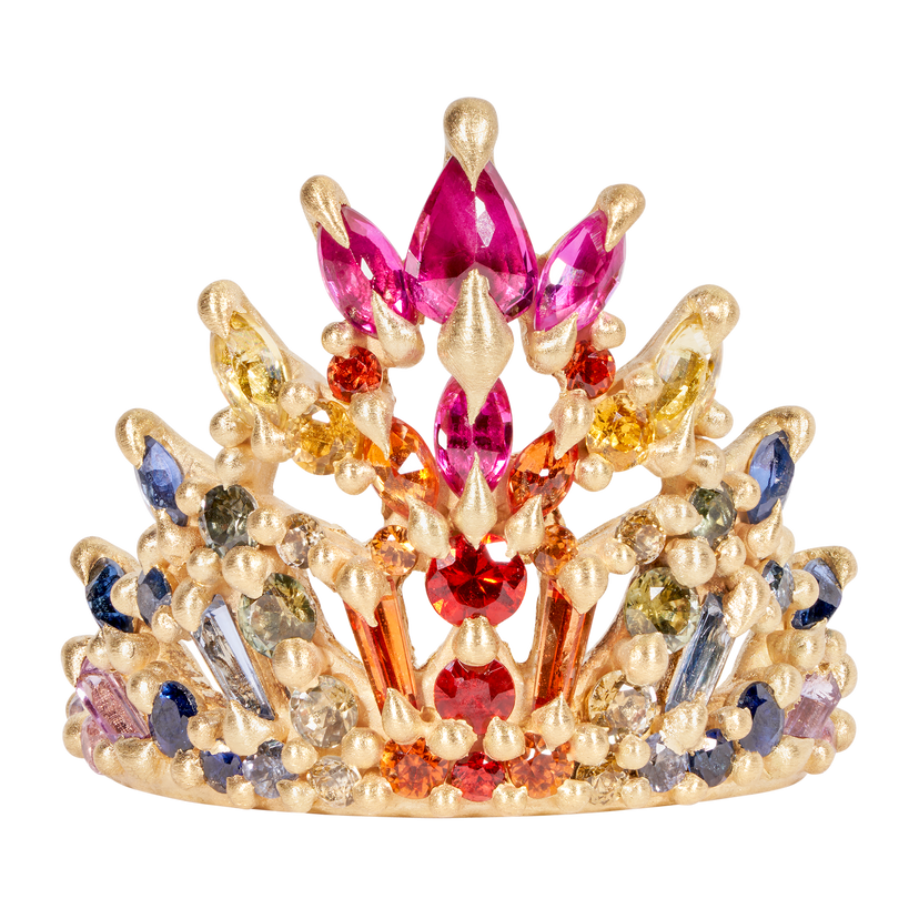 Rainbow Star Bright Long Lace Petal Ring | Polly Wales
