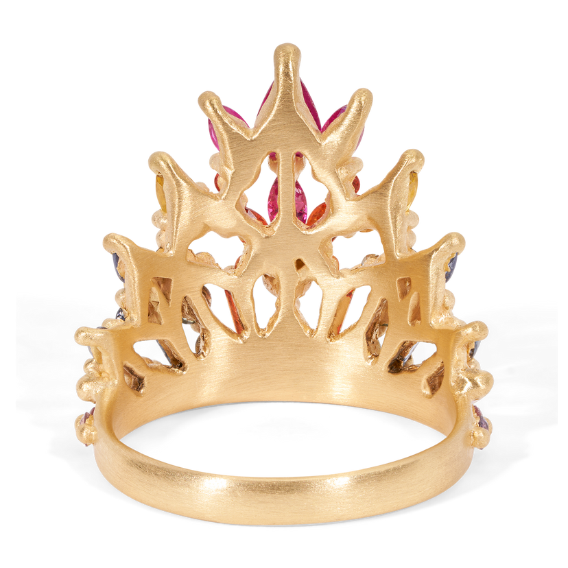 Rainbow Star Bright Long Lace Petal Ring | Polly Wales