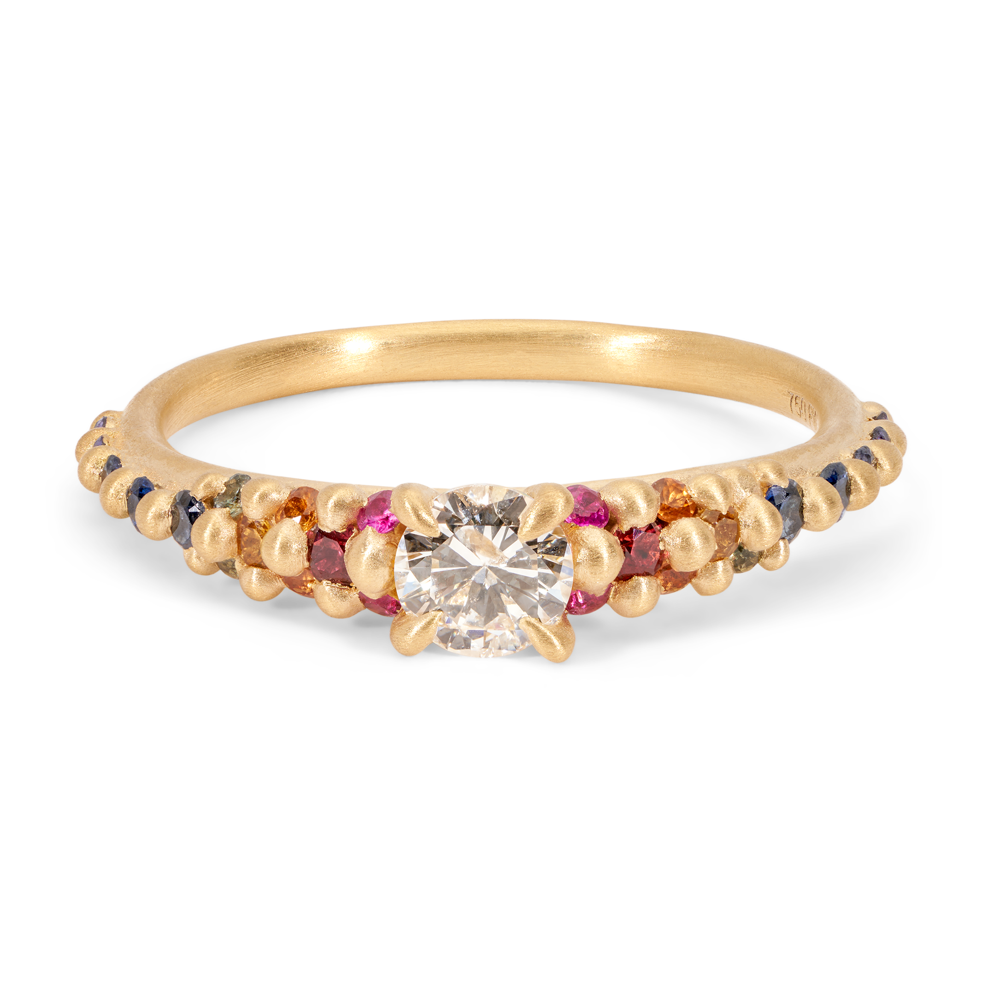 Rainbow Star Bright Central Petal Ring | Polly Wales