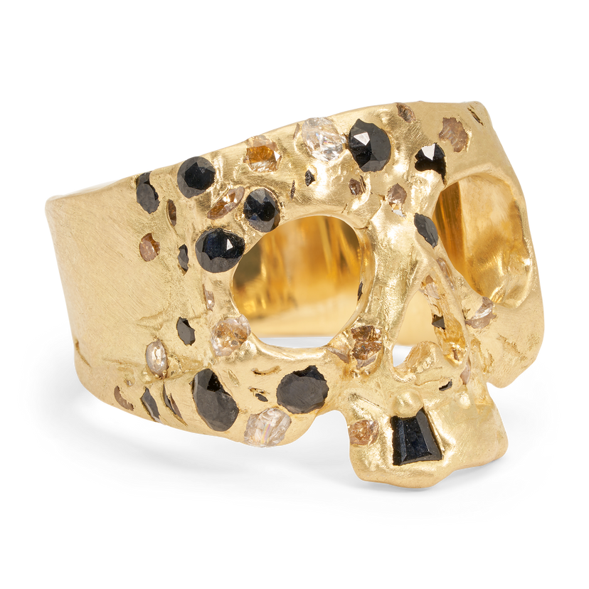 Black & White Confetti Skull Ring - Size 6.5 - 11490