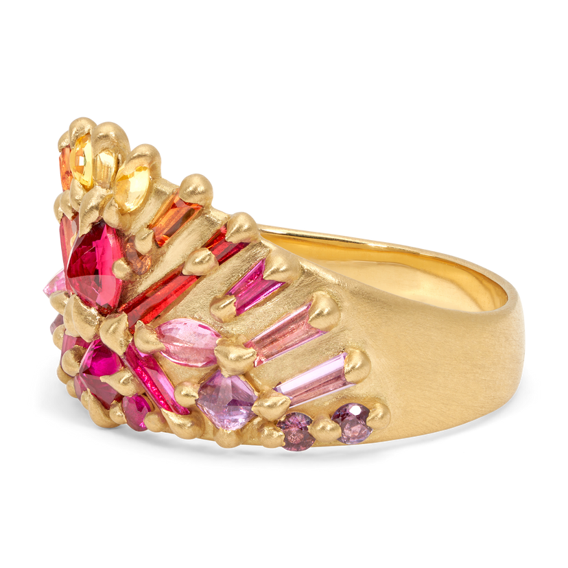 ☆nff☆ shield heart ringpale blue nff4 925 Sterling Silver Pink Sapphire Splash Heart Ring, 1.28