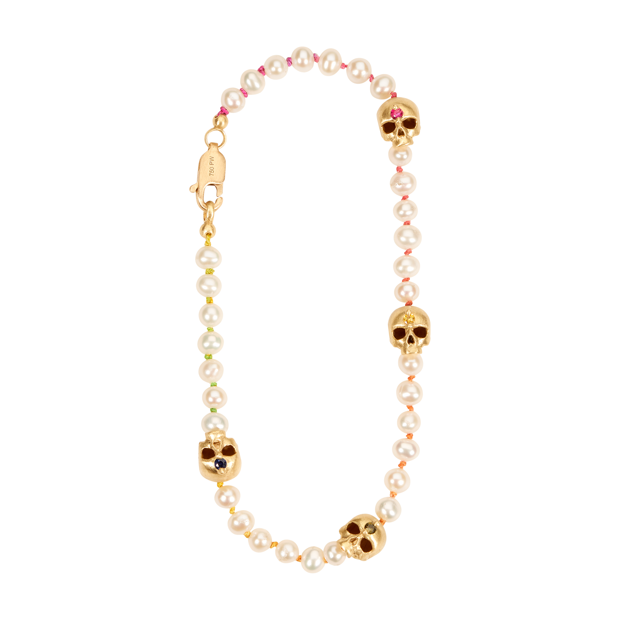 White Pearl Hopes & Dreams Skull Bracelet | Polly Wales
