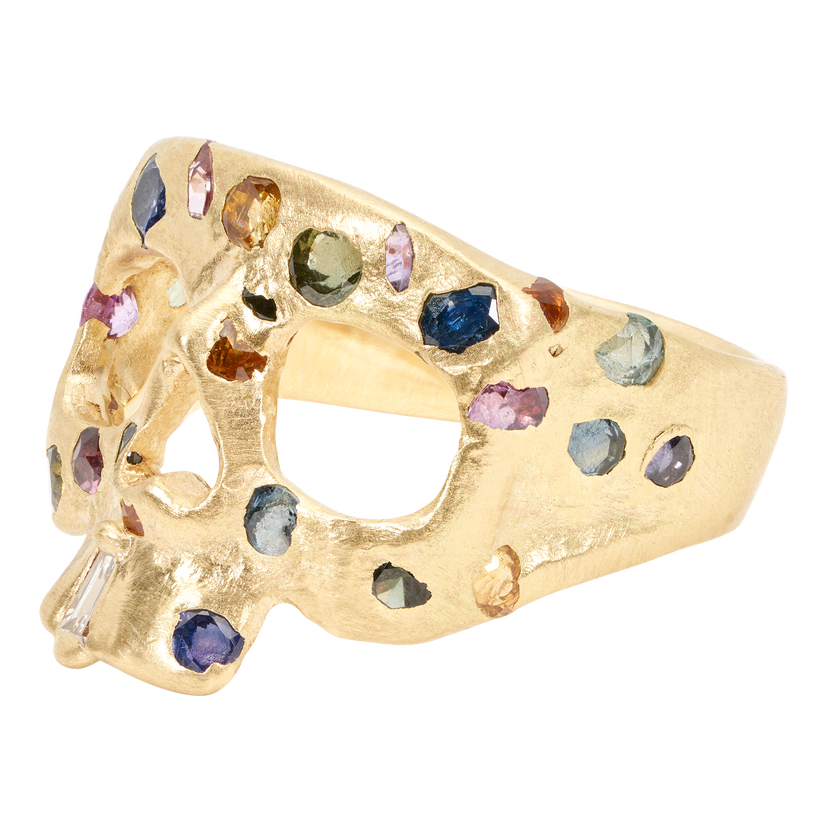 ３個で！トリニティー スカル TRINITY SKULL Extra Small Blossom Crush Confetti Skull Ring | Polly Wales