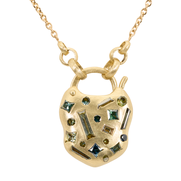 【VINTAGE HOLLYWOOD】Octagon Color Key Necklace★3色 11676GREENMIXCUTCOEURDECONFETT