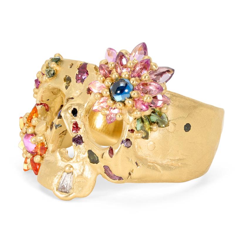Blossom Crush Daisy Skull ClusterF@&$ Ring - Made to Order
