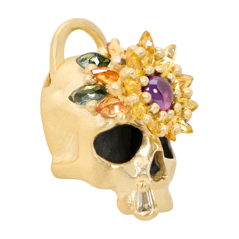 Blossom Crush Skull Daisy Padlock Necklace - 11696