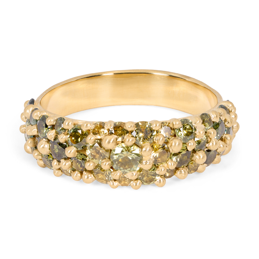『GANG×gal RING SV』 Wide Green River Ring - Made to Order | Polly Wales