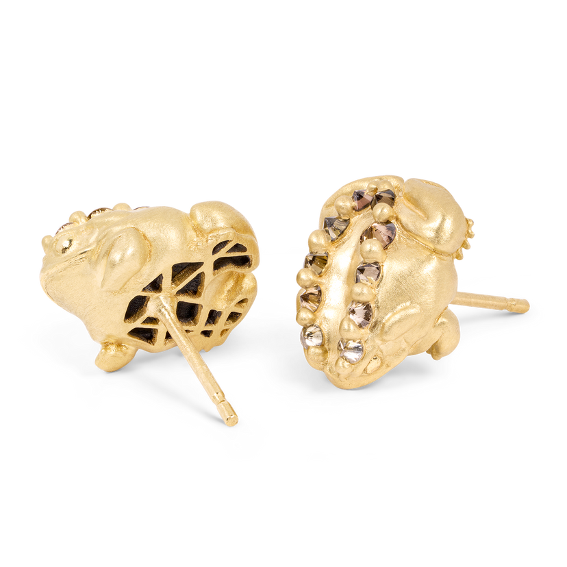 Cognac Toad Stud Earrings | Polly Wales