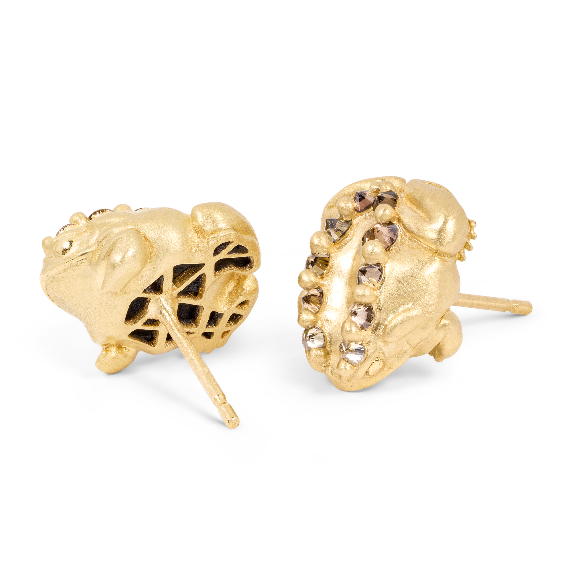 Cognac Toad Stud Earrings | Polly Wales