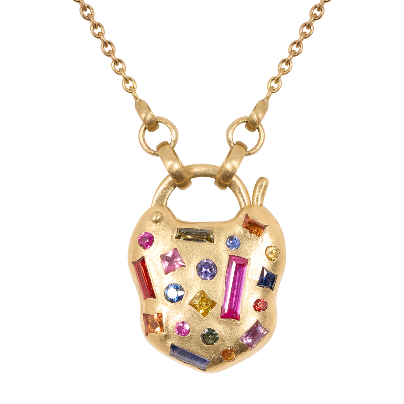 Harlequin Confetti Padlock Necklace - Made to Order