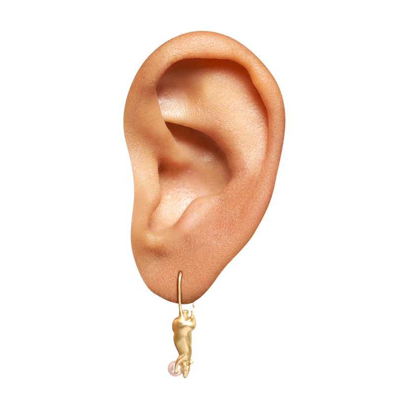 White Pearl Ratticus Rat Drop Earrings | Polly Wales