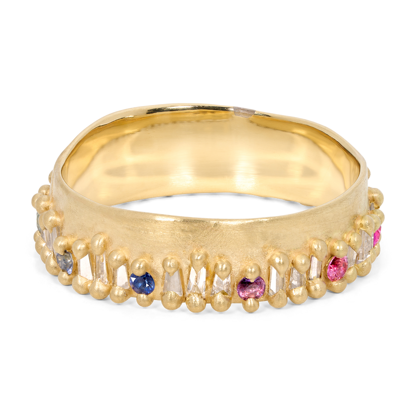 アンリミ　pop34 サーナイト バンデッドリング Diamond Rivet Eternity Ring - Yellow Gold