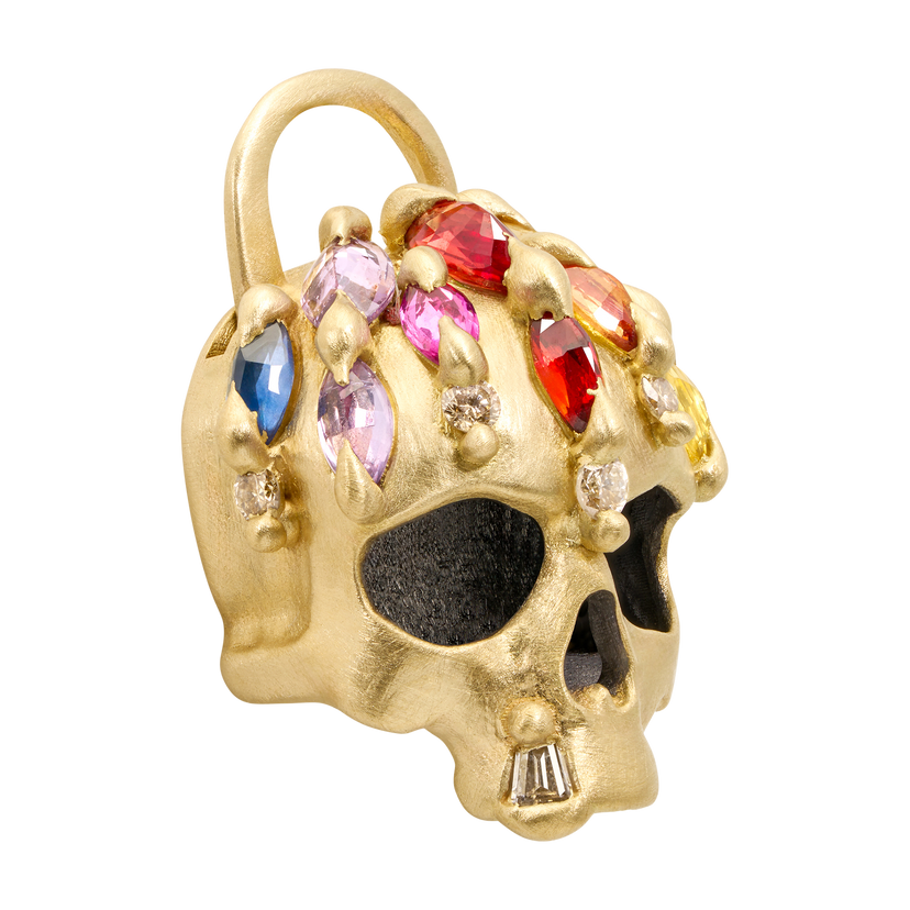 Rainbow Enchanted City Skull Padlock Necklace | Polly Wales