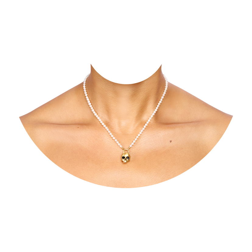 Diamond Snaggletooth Enchanted City Skull Padlock Necklace - 11814