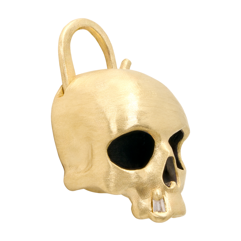 Diamond Snaggletooth Enchanted City Skull Padlock Necklace - 11814