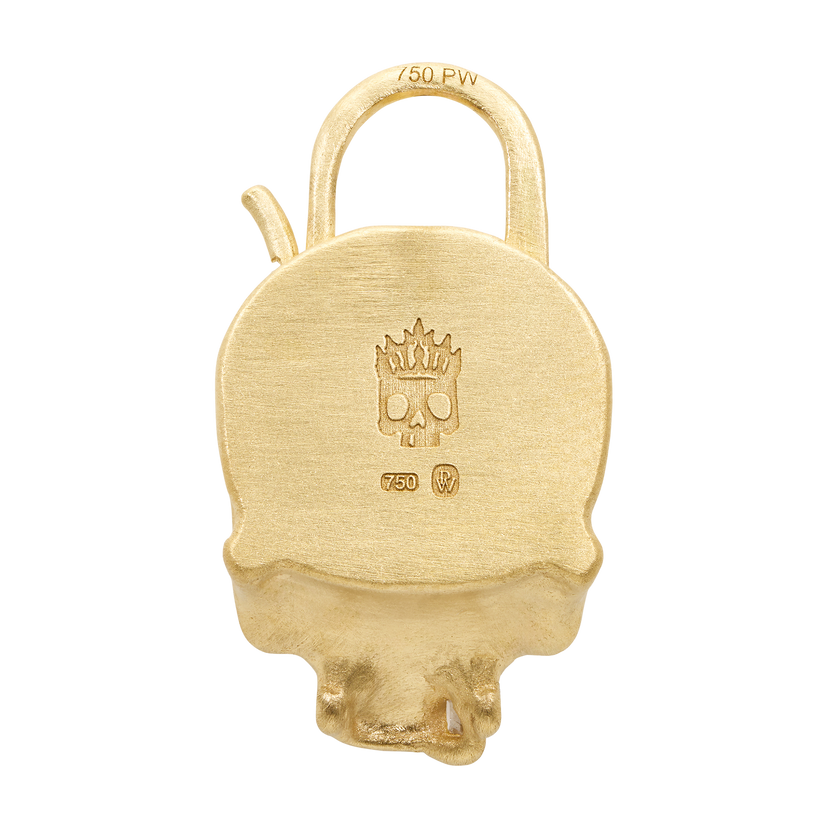 Diamond Snaggletooth Enchanted City Skull Padlock Necklace - 11814
