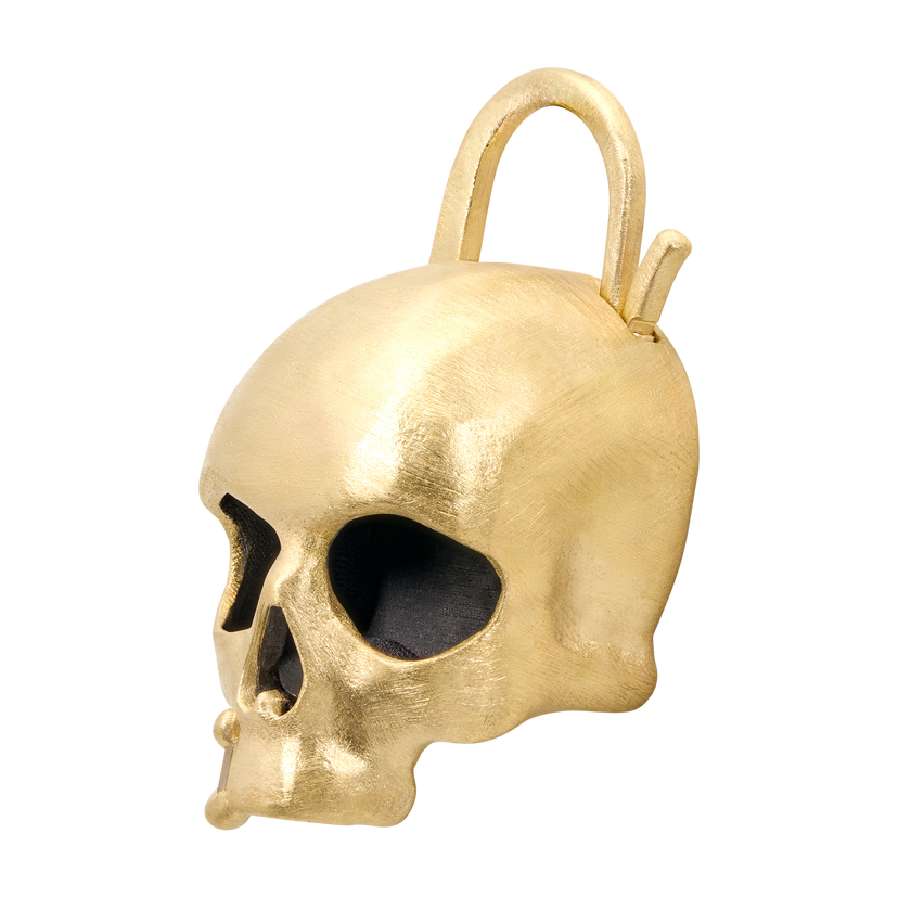 Diamond Snaggletooth Enchanted City Skull Padlock Necklace - 11814