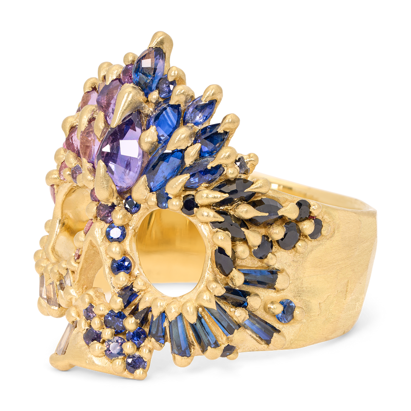 Blue & Purple Naxos Skull Ring - Size 7 - 11828