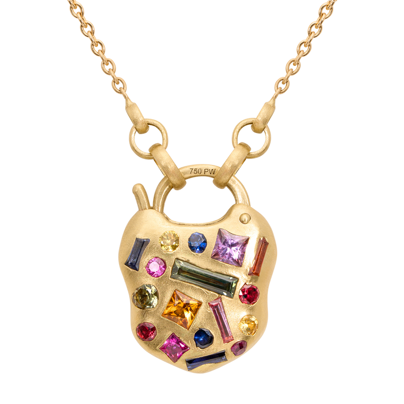 Harlequin Confetti Padlock Necklace | Polly Wales