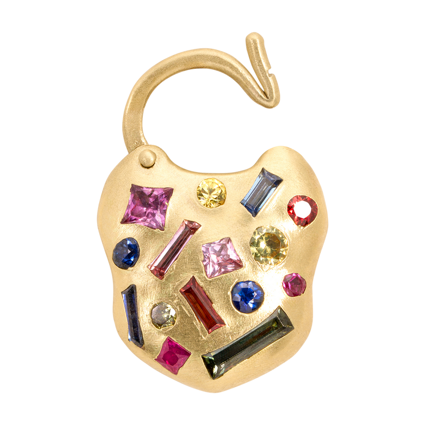Harlequin Confetti Padlock Necklace | Polly Wales