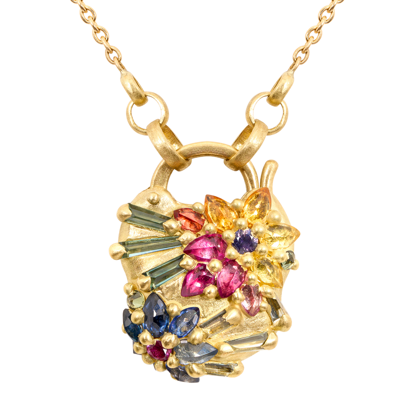 Rainbow Daisy Garland Padlock Necklace Polly Wales