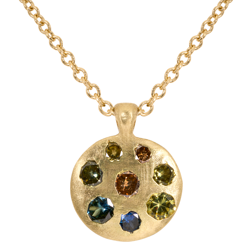 Plum Blossom & Green Gemini Confetti Padlock Necklace | Polly Wales