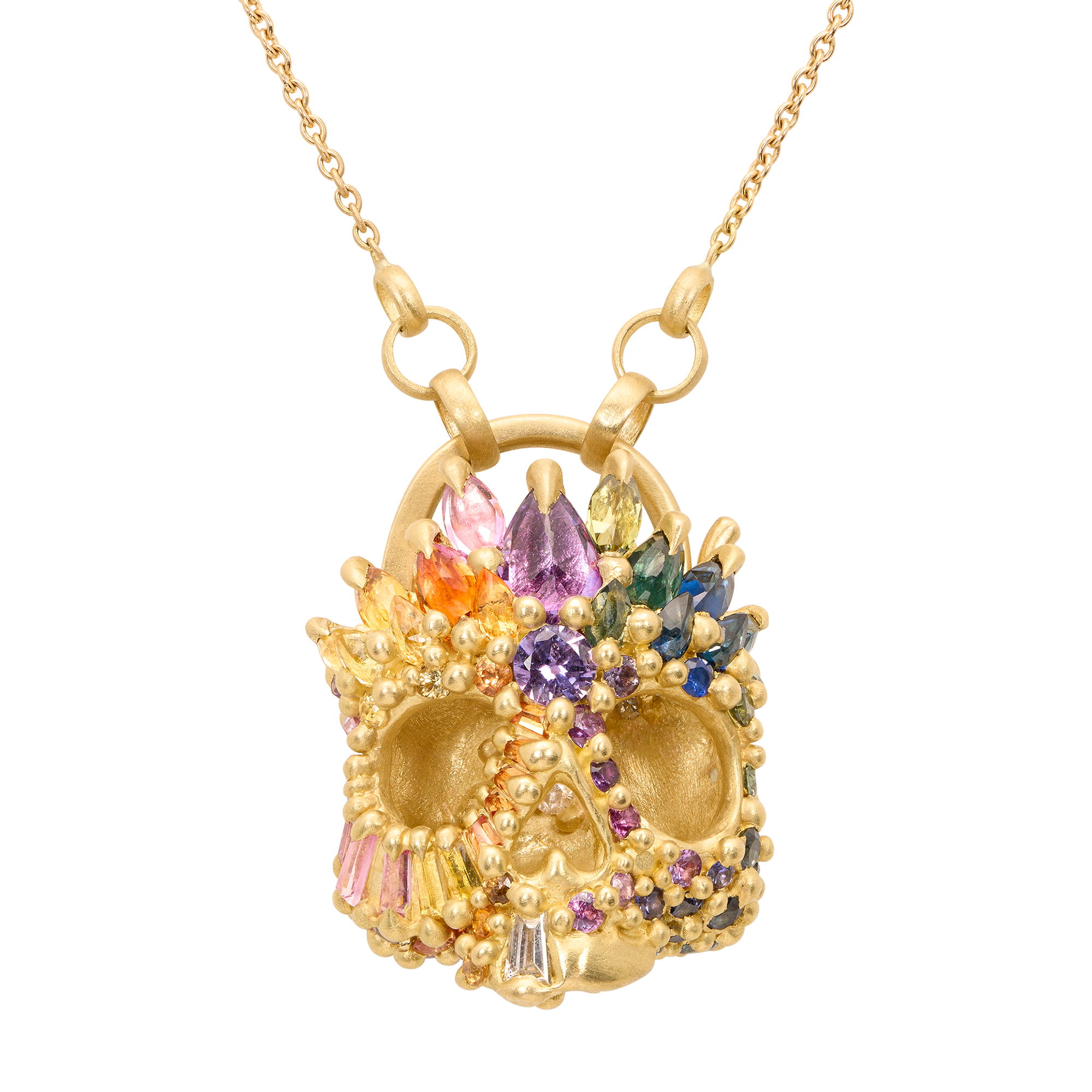 Blossom Crush Skull Daisy Padlock Necklace | Polly Wales