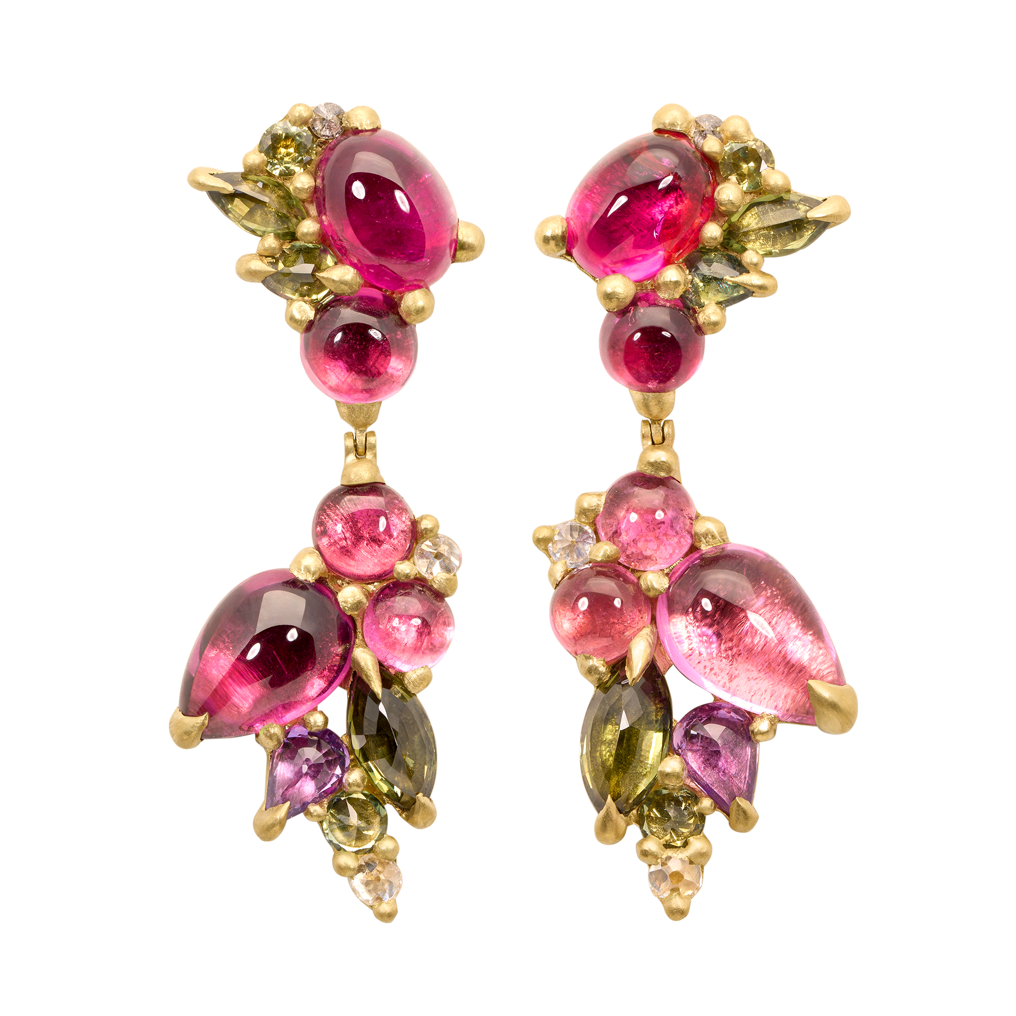 Pink Posy Scarab Drop Earrings | Polly Wales