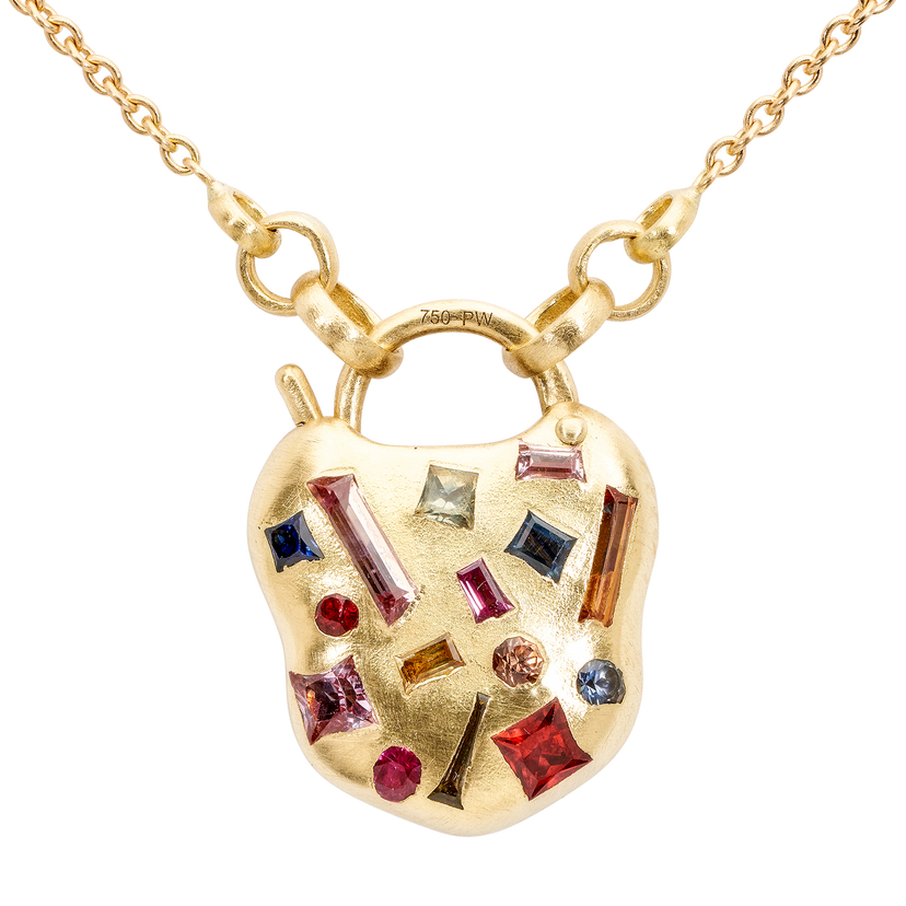 Harlequin Confetti Padlock Necklace - Made to Order