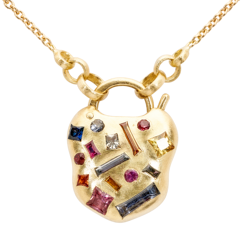 Harlequin Confetti Padlock Necklace - Made to Order